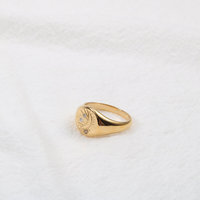 Fenny 18 Karat vergoldet Großhandel stilvolle runde Lächeln Gesicht Mond Stern Zirkon Siegel Edelstahl Fingerring Trendy für Frauen