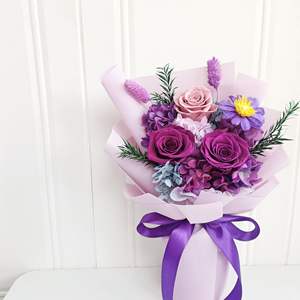 Prachtige Eeuwige Rozen Hortensia Bloem Eeuwige Roos Ge conserveerde Rozen Gedroogd Bloemboeket voor Bruiloftdecoratie Valentijnscadeau - Product Image 2