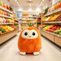 Peluche Écologique en Coton PP pour Fruits et Légumes, Jouet Sensoriel Doux pour Enfants, Poupée en Peluche Personnalisée avec Grands Yeux, Vente en Gros