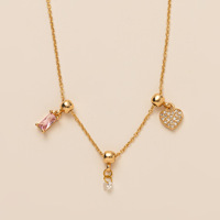 Collier en zircon en forme de fer à cheval tendance plaqué or, nouveau modèle, vente chaude, chaîne de clavicule géométrique simple pour femme, cuivre bambou