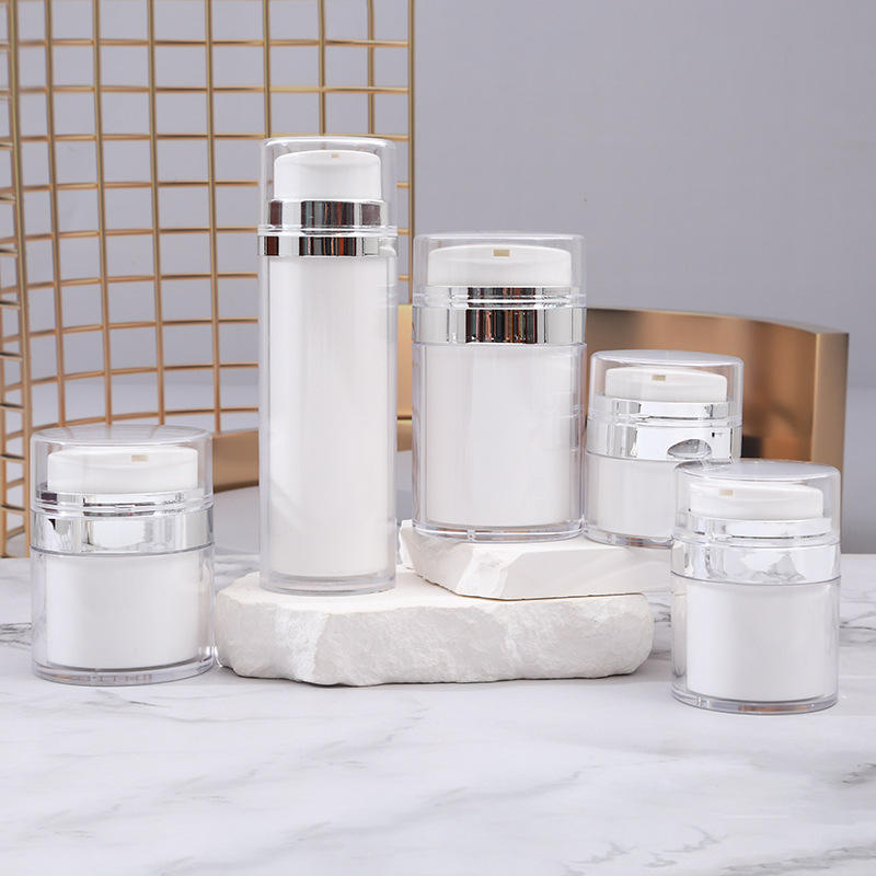 electroplate silver ring Jar with duck bill pump