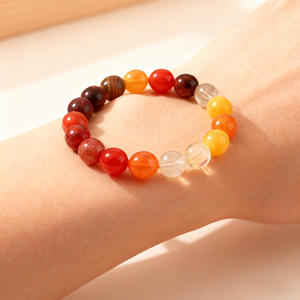 Pulsera de Cristal Rojo Pulido con Piedra Grabada, Accesorio de Moda, Joyería - Product Image 6