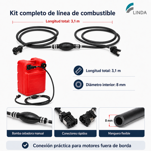 Tanque de Combustible Marino Portátil de 24L, 6 Puntos, 3 Galones, Marca LINDA, con Manguera de 3 Puntos, 1m, 8mm, para Yamaha - Product Image 3