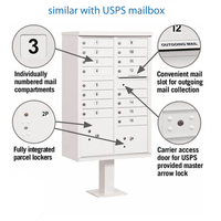 Unités de boîte aux lettres en cluster Boîte aux lettres approuvée USPS avec casier à colis piédestal 16 portes 2