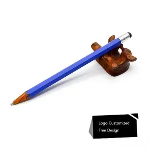 Guangzhou Pen factory offer novelty plastic stylus ball pen with pencil shape