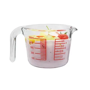 Hot Sale Microwave Safe Borosilicate Clear Glass Measuring Milk Drinking Cup Jug With Handle