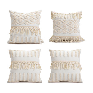 Fodera per cuscino di perle Boho di nuovo Design 45x45cm passante <span class=keywords><strong>bianco</strong></span> con rifiniture in <span class=keywords><strong>pizzo</strong></span> fodera per cuscino rimovibile - Product Image 5