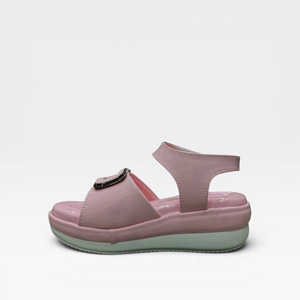 Sandalias Planas Rosas para Niñas con Correa de Hebilla, Zapatos Casuales de Verano para Niñas de 4 a 6 Años, Parte Superior de PVC de Color Sólido, Sandalias Cómodas y a la Moda - Product Image 4
