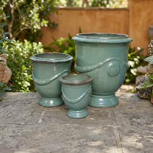 Macetas de Cerámica Esmaltada Azul Claro al por Mayor de Vietnam, con Orificio de Drenaje, Estilo Vintage, Ecológicas, Duraderas, para Interiores y Exteriores - Product Image 1