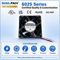 Ventilateur de refroidissement SIGILFAN 60x60x25mm 6025 pour équipement de télécommunications, 12V 24V 48V, double roulement à billes, haute vitesse, ventilateur axial sans balais FG Signal