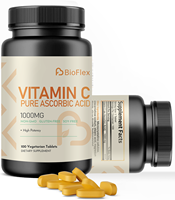 BioFlex Fabricant chinois Formule personnalisée Vegan 100 comprimés de vitamine C 1000 mg Acide ascorbique pour éclaircir la peau