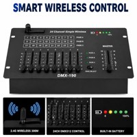 Contrôleur DMX sans fil 24 canaux DMX512 2.4G 300m, console d'éclairage de scène avec batterie intégrée, fader MASTER pour fêtes, mariages, bars