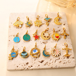 Colgantes Temáticos de Estrella, Luna y Sol en Oro, Dijes de Planeta con Engaste de Garra, Accesorios de Joyería DIY, Uso Diario Unisex - Product Image 2