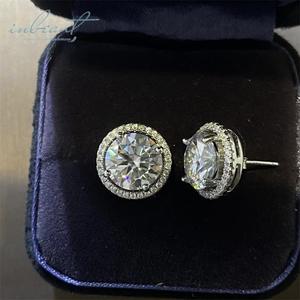 Argento 925 originale totale di 10 carati rotondo eccellente taglio passaggio diamante prova D colore Moissanite orecchini per donna alta gioielleria - Product Image 2