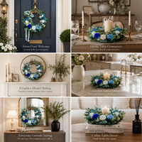 Guirlandes de fleurs séchées bleues naturelles de haute qualité, couronnes pour la remise des diplômes, Noël, Thanksgiving, Halloween, décoration, couronne de fleurs préservées