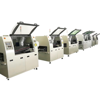 Machine à souder à double vague sans plomb, équipement d'assemblage SMT DIP pour circuits imprimés, convoyeur de 350 mm, contrôle PLC, préchauffage 4 zones, pulvérisateur de flux