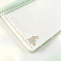 Cuaderno Little Rabbit A5S, con encuadernación en espiral de PET ecológica y duradera, 100 hojas interiores con impresión a color