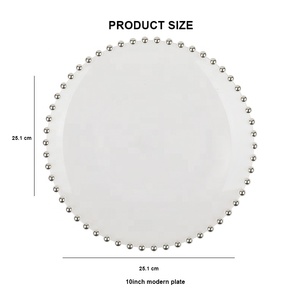 Vente en gros d'assiettes PS jetables en plastique à bord doré/argenté <span class=keywords><strong>de</strong></span> couleur claire pour fêtes, mariages, anniversaires, logo personnalisé pour restaurants - Product Image 3