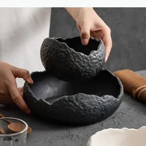 Bol en céramique irrégulier profond pour soupe, assiette à fruits, assiette à dessert, plat à dim sum, assiette à sashimi, <span class=keywords><strong>plateau</strong></span> à collations - Product Image 3
