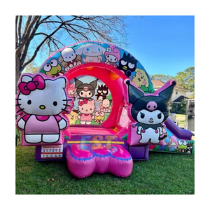 Bên Cho Thuê Kitty <span class=keywords><strong>Inflatable</strong></span> Bouncer Anime Hình Nhà Bị Trả Lại Với Slide Cho Cô Gái Phim Hoạt Hình Lâu Đài Bouncy Cho Trẻ Em Ngoài Trời - Product Image 1