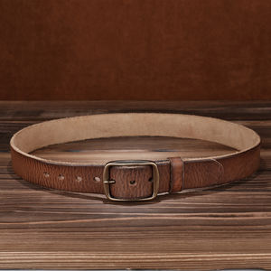 เข็มขัดหนังวัวแท้สำหรับผู้ชายผู้หญิงดีไซน์คาวบอยตะวันตกแนววินเทจพร้อมห่วงสายรัดทองเหลือง - Product Image 4