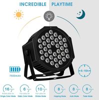 Lot de 2 projecteurs LED PAR RGB rechargeables 36x1W, alimentés par batterie, avec télécommande sans fil pour DJ, fêtes, mariages et événements