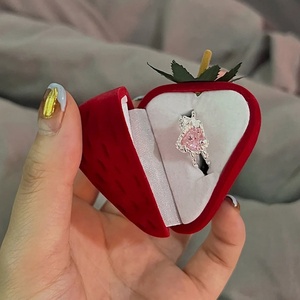 Luxury Velvet Magnetic Closure Embossed Cute Strawberry Jewelry <b>Box</b> <b>for</b> <b>Rings</b> Valentine's Day <b>Gift</b> <b>Box</b> with Cute Style - Product Image 5