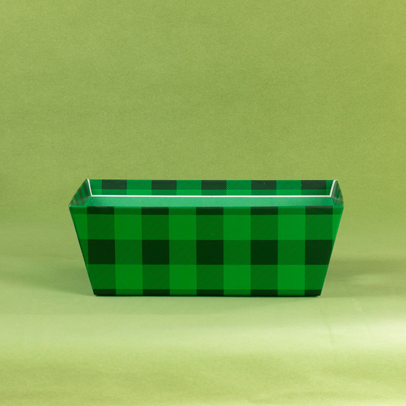 Green check trapezoidal box