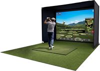 Filet d'entraînement de golf multifonctionnel en nylon pour intérieur 10x8x5 FT, filet de simulation de golf avec écran d'impact HD et structure en acier