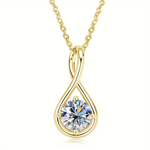 Collar Gargantilla con Colgante de Lágrima para Mujer, Cadena de Eslabones en O, Piedra Redonda, Joyería de Moda para Uso Diario - Product Image 5