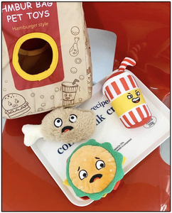 Giocattoli Sonori per Cani, Giochi Interattivi da Inseguire e Masticare, Set di Giocattoli Sonori a Forma di Hamburger - Product Image 3
