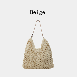 2025 Summer Beach Vacation Portable Fashion <b>Straw</b> Tote <b>Bag</b> Hasp Closure Versatile for Daily Wear Single Shoulder Large Capacity - Product Image 3