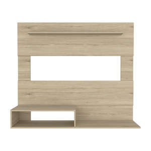 Floating Entertainment Center Light Pine One Shelf Two Shelves For Tv Up To 55 Inch Wall <b>Mount</b> - Product Image 2