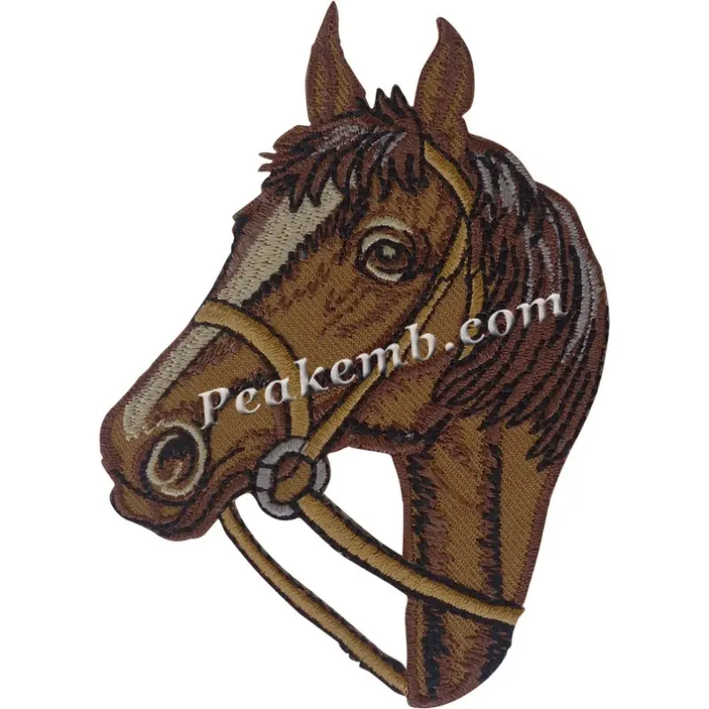 Pferdekopf Stickerei Patch Eisen auf Nähen auf benutzer definierten Tier Abzeichen Applique Design für Kleidung