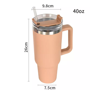 Vasos de acero inoxidable con logotipo personalizado al por mayor, taza de café aislada al vacío a prueba de fugas de doble pared, vaso de 40oz con asa