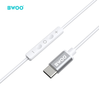 BWOO – écouteurs en métal avec micro 1.2m, port confortable pour samsung, écouteurs filaires de type-c, nouvelle collection