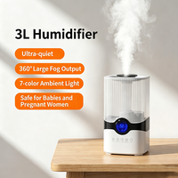 Humidificateur d'air électrique ultrasonique portable 4L pour huiles essentielles, aromathérapie, avec humidistat, pour bureau, chambre, maison, hôtel, usage domestique, prise US