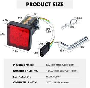 Couvercle <span class=keywords><strong>de</strong></span> récepteur d'attelage <span class=keywords><strong>de</strong></span> <span class=keywords><strong>remorque</strong></span> avec feu <span class=keywords><strong>de</strong></span> freinage rouge à 12 LED avec goupille et clip d'attelage <span class=keywords><strong>de</strong></span> <span class=keywords><strong>remorque</strong></span> pour camion <span class=keywords><strong>de</strong></span> remorquage RV et SUV - Product Image 3
