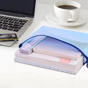 Pochette en maille de bureau avec logo personnalisé, fournitures de papeterie, classeur transparent A4 coloré, sac de documents en plastique imperméable - Product Image 5