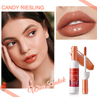 ALIVER Ensemble de 6 gloss à lèvres effet bouteille de vin, fini mat, longue tenue, anti-transfert, haute pigmentation, réduit les ridules