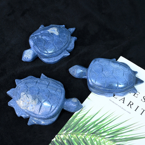 Vente en gros de statues de tortues en corail bleu sculptées dans le cristal de haute qualité pour la décoration de la maison - Product Image 2