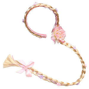 Perruque tressée Raiponce avec fleurs et couronne, accessoire de costume de princesse pour enfants, ensemble de jeu pour déguisement de fête - Product Image 5