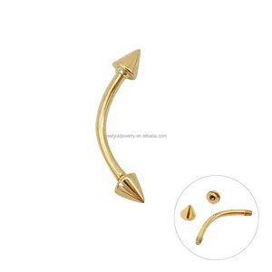 Offre Spéciale sourcil Piercing 14K or massif fileté Piercing bijoux 16G épaisseur or massif 585 bijoux fins Piercing bijoux