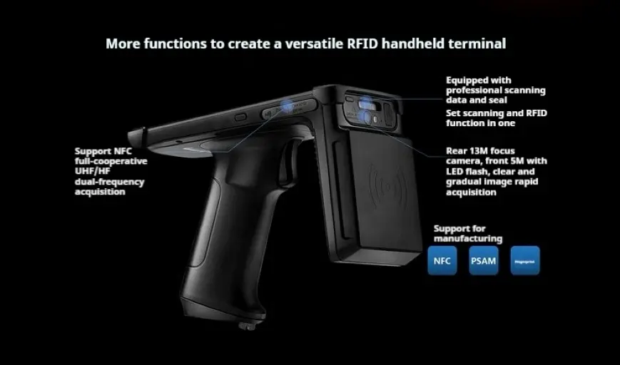 Ip67 Lange Afstand 10-15 M Android11 Rfid Lezer Mobiele Handheld Terminal Uhf Scanner Lezer Met Nfc