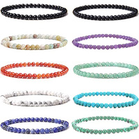 Bracelet de yoga tendance pour femme avec perles en pierre naturelle de 4 mm en forme de boule, bracelet élastique de haute qualité, bracelets perlés à la mode