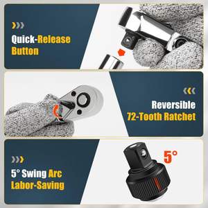 Sistema di misurazione metrica 1/4 6 pezzi \ "<span class=keywords><strong>3</strong></span>/8 \" con testa flessibile in acciaio - Product Image 4