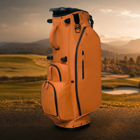 Sacs de golf ASL GOLF avec logo personnalisé brodé sur la poche avant, sacs de golf imperméables en cuir PU marron avec 14 séparateurs