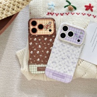 Étui de téléphone pour iPhone 16, style coréen, imitation cuir, motif à pois, petit motif floral, adapté à l'Apple 17 Promax, mignon, 15/14 Pro