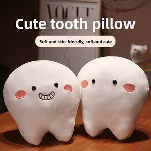 Coussin en peluche personnalisé en forme de dent de dessin animé avec expression mignonne, jouet, poupée, marionnette, coussin de maison, poupée en tissu - Product Image 1