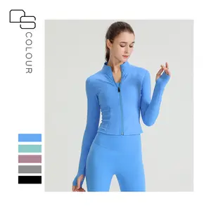 DS Wholesale Price Breathable Zip Up Women Sports Gym Yoga Fitness Tops With OEM Service